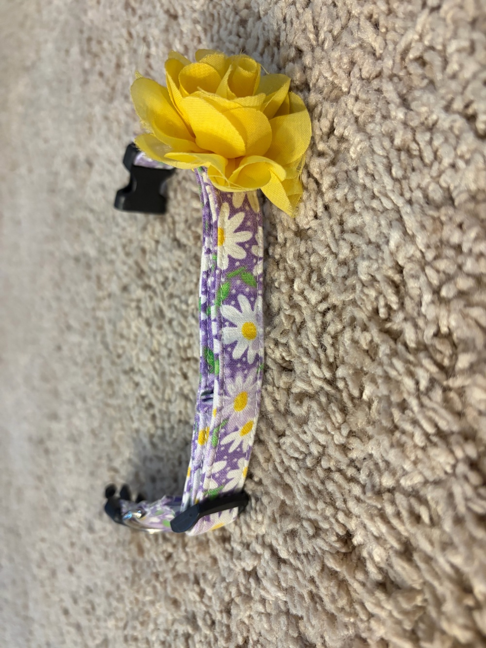 Purple Daisy Dog Collar with Yellow Flower Accent